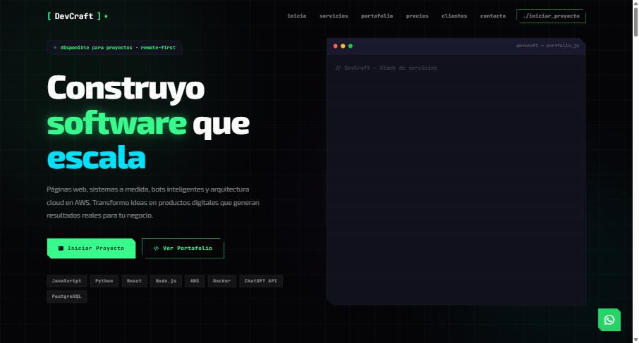 DevCraft — Desarrollo Web y Software